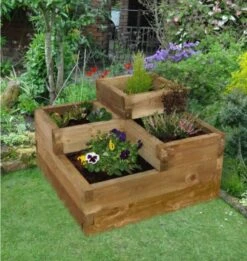 Forest Caledonian Tiered Raised Bed 90 X 90cm -Rustic Roots 511089 tiered caledonian insitu 1