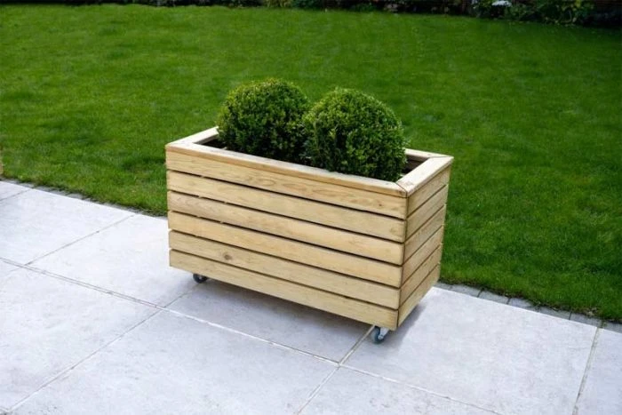 Forest Garden Linear Planter Double With Wheels 3 Forest Garden Linear Planter Double With Wheels